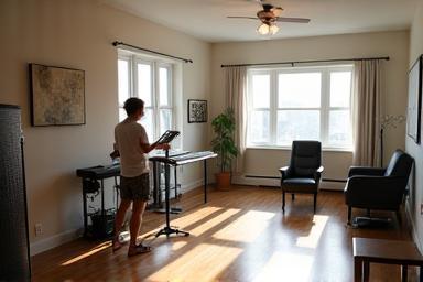 View inside a vocal coaching studio